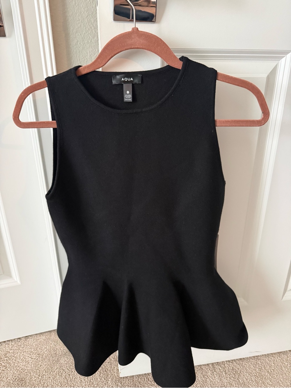 Aqua Black knit Sleeveless Peplum Tank Top